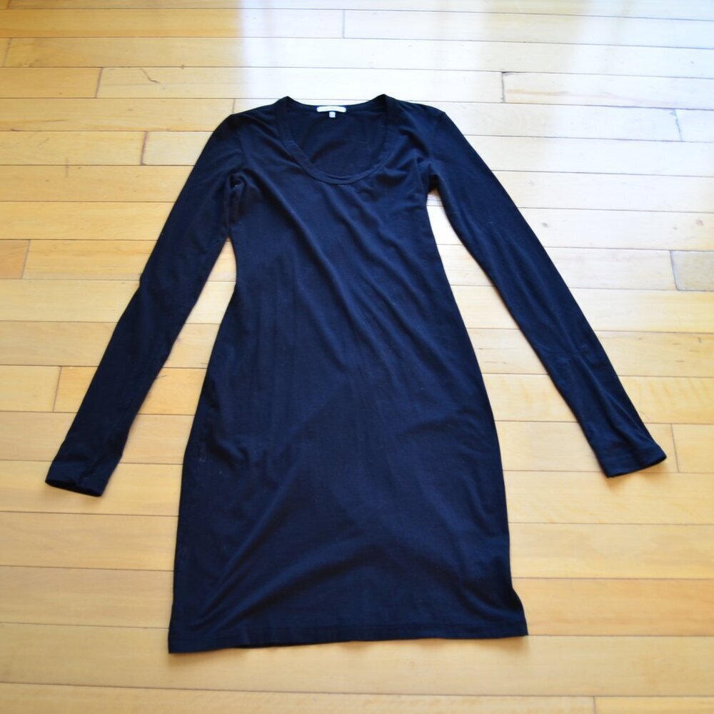 James Perse Scoop Neck Fitted Black Dress Size 2